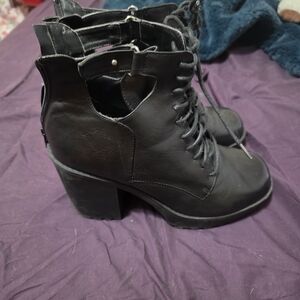 Black Lace-Up Ankle Boots